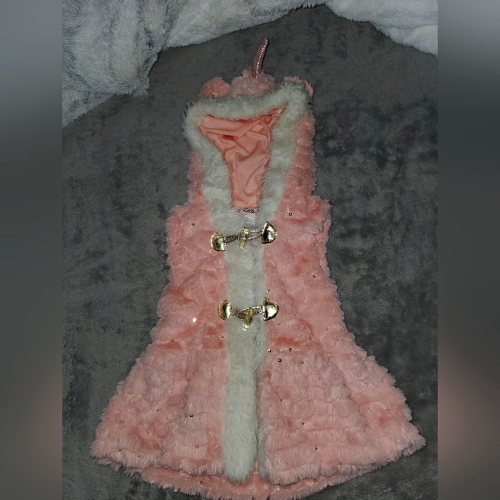 Unicorn hooded pink dress vest